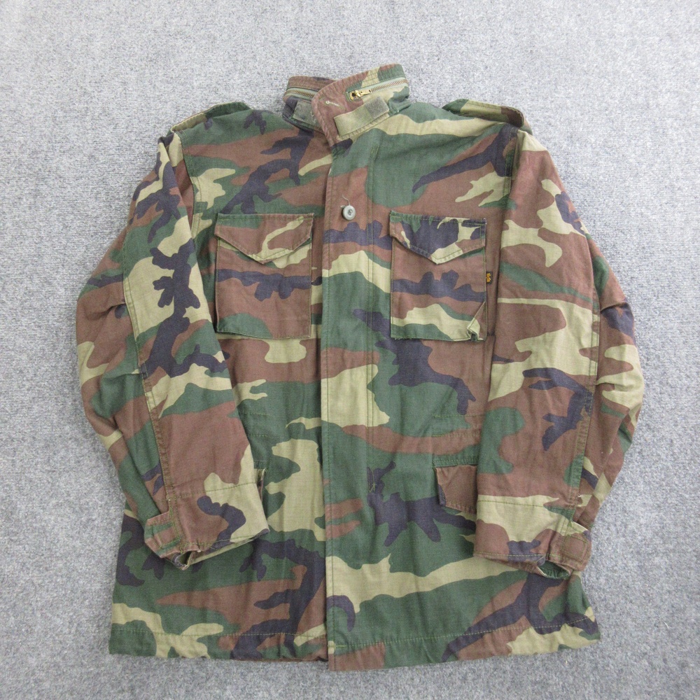 Alpha Industries Coat Mens Small Green Camo Canvas Field Military USA Outdoor